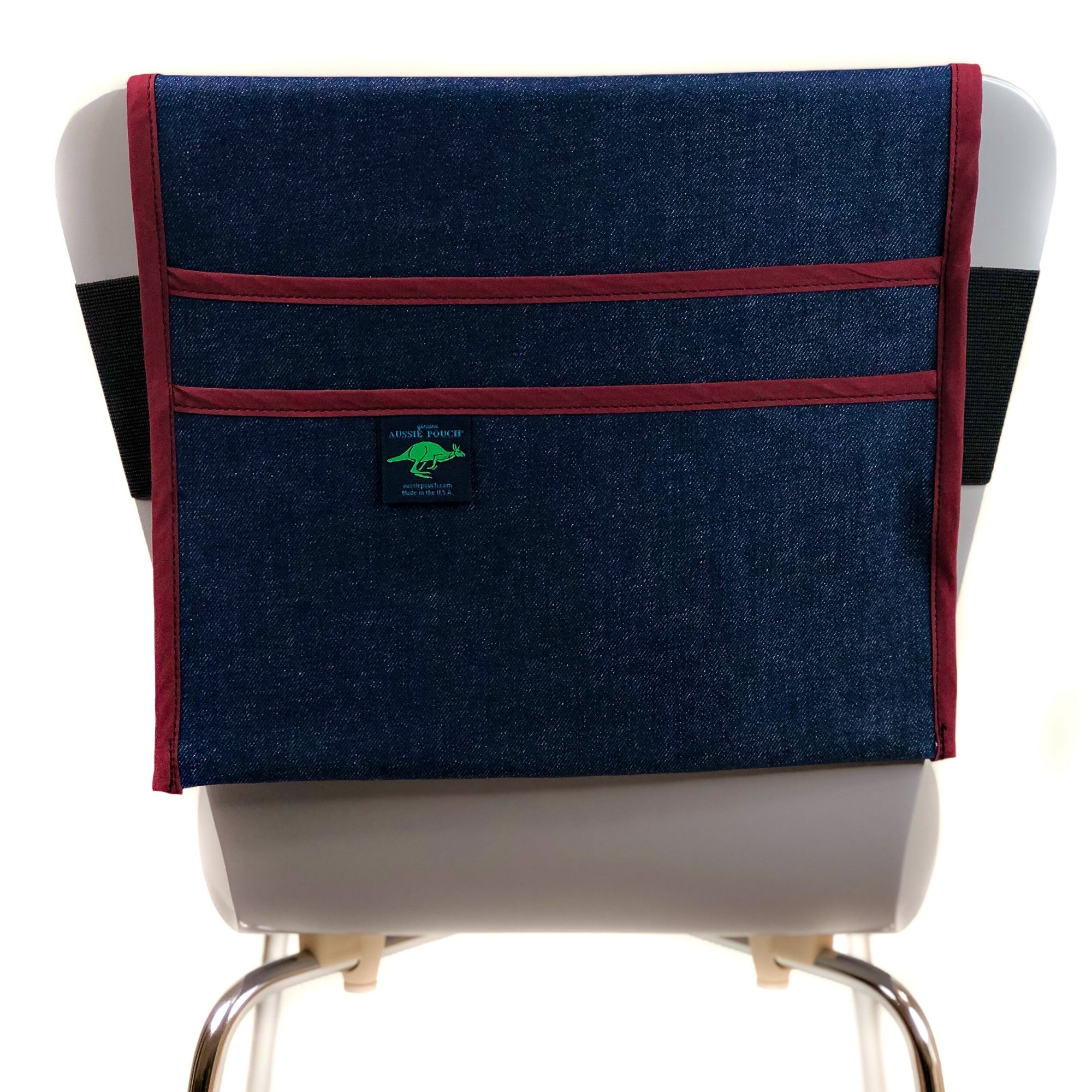 Aussie Pouch Classic Adjustable Chair Pocket Maroon Trim