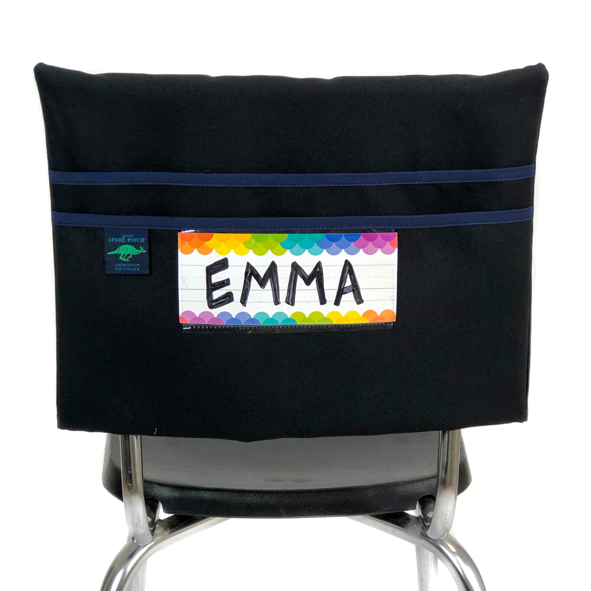 Aussie Pouch Classic Chair Pocket Navy trim with Name Tag Holder