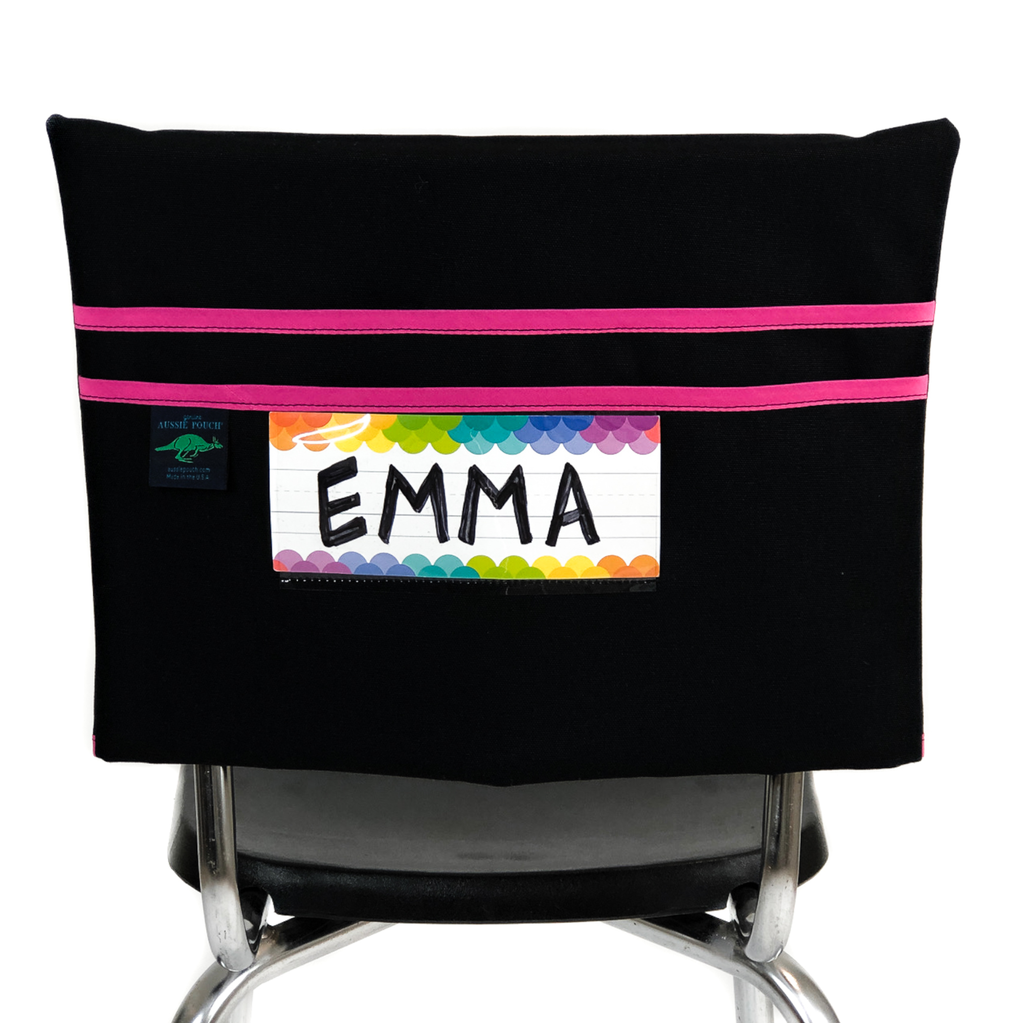 Aussie Pouch Classic Chair Pocket Pink Trim with Name Tag Holder