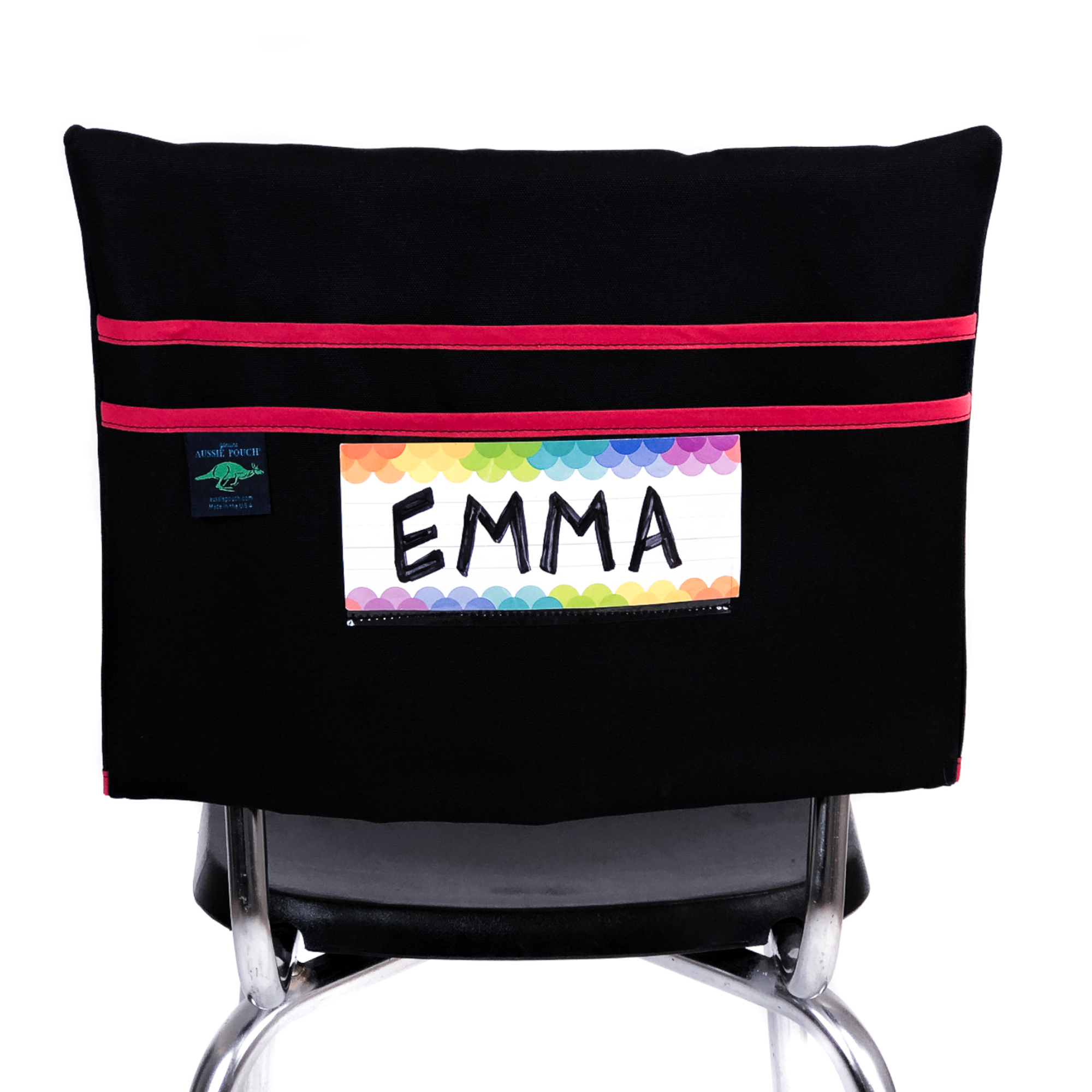 Aussie Pouch Classic Chair Pocket Red Trim with Name Tag Holder