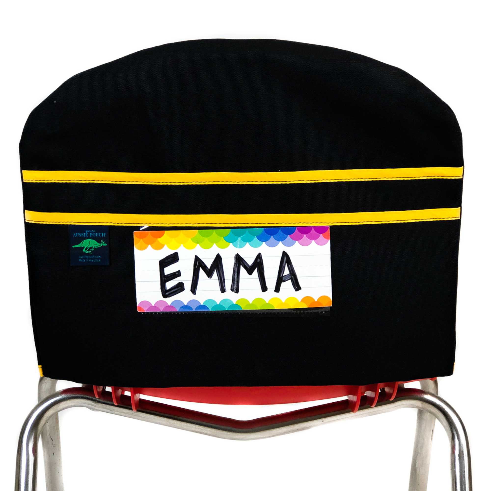 Aussie Pouch Curve Chair Pocket Yellow Trim with Name Tag Holder