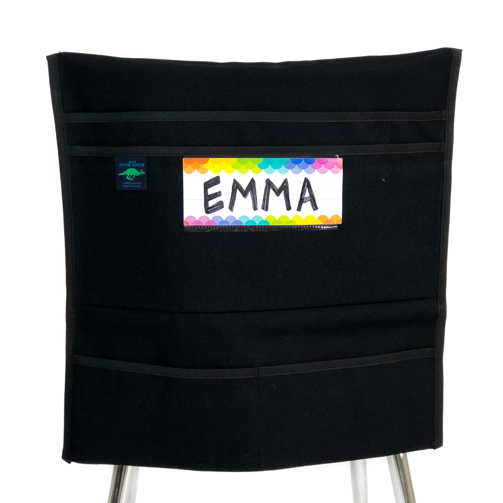 Aussie Pouch Organizer Chair Pocket Black Trim with Name Tag Holder