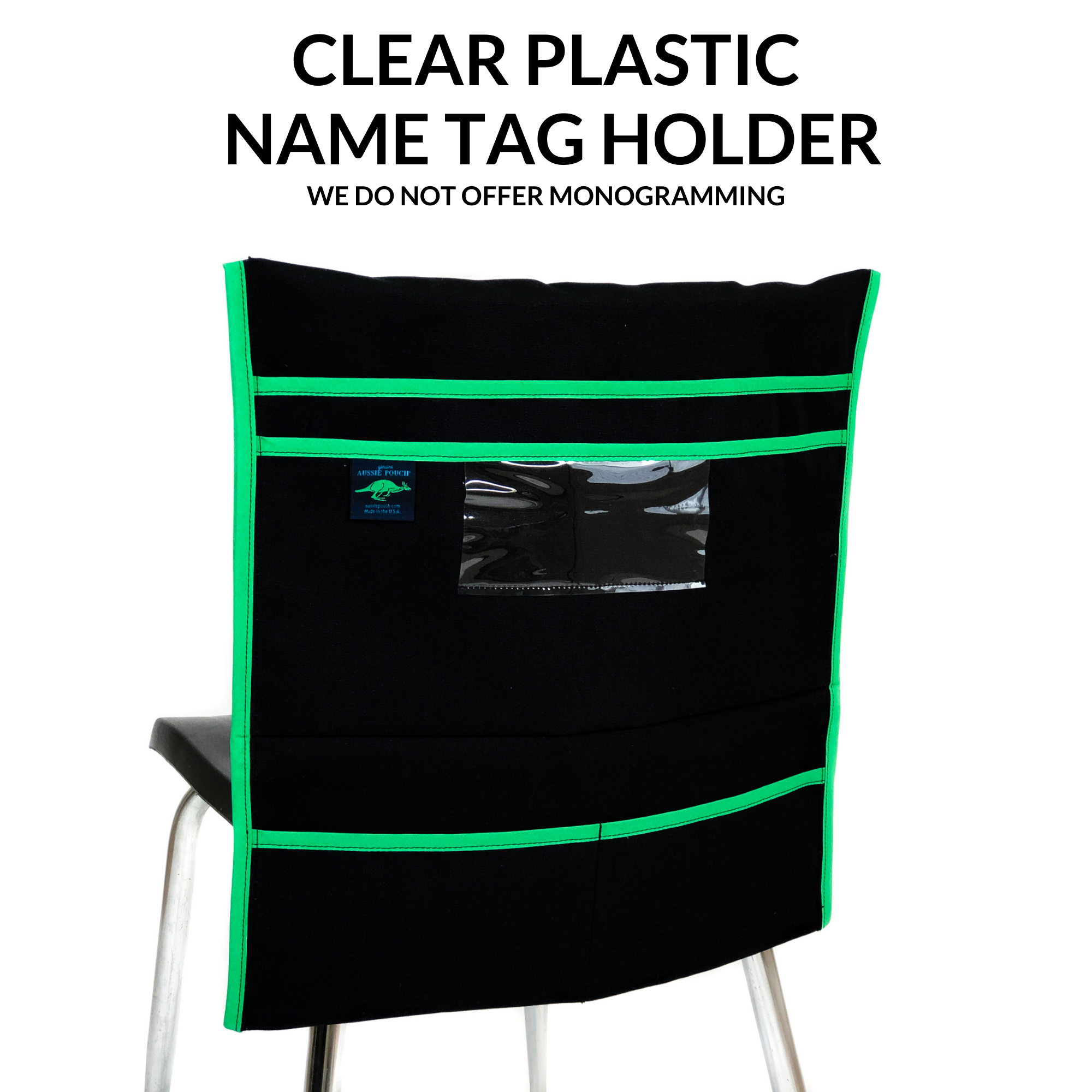 Aussie Pouch Organizer Chair Pocket with Name Tag Holder