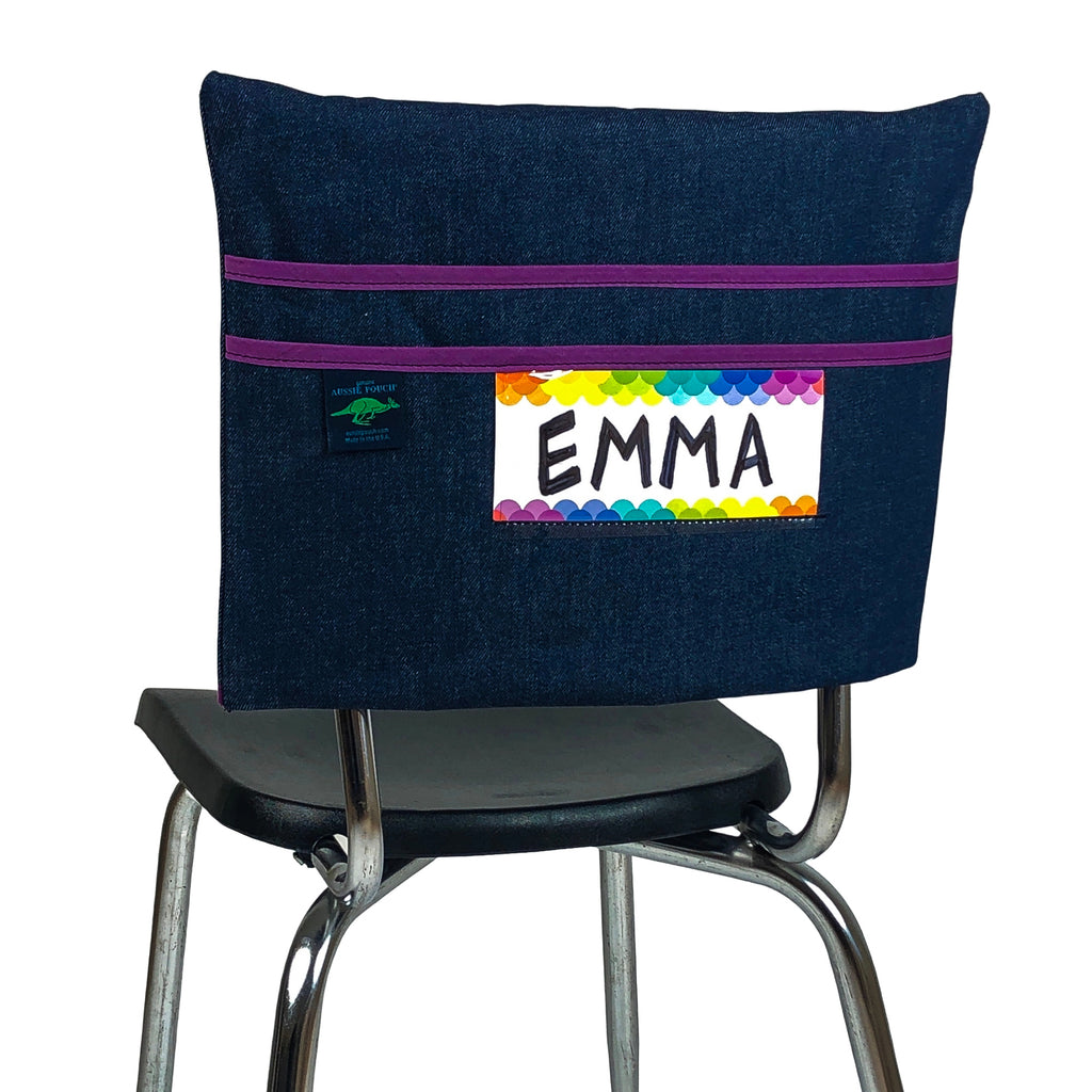 Aussie Pouch Classic Chair Pocket Purple Trim with name tag holder