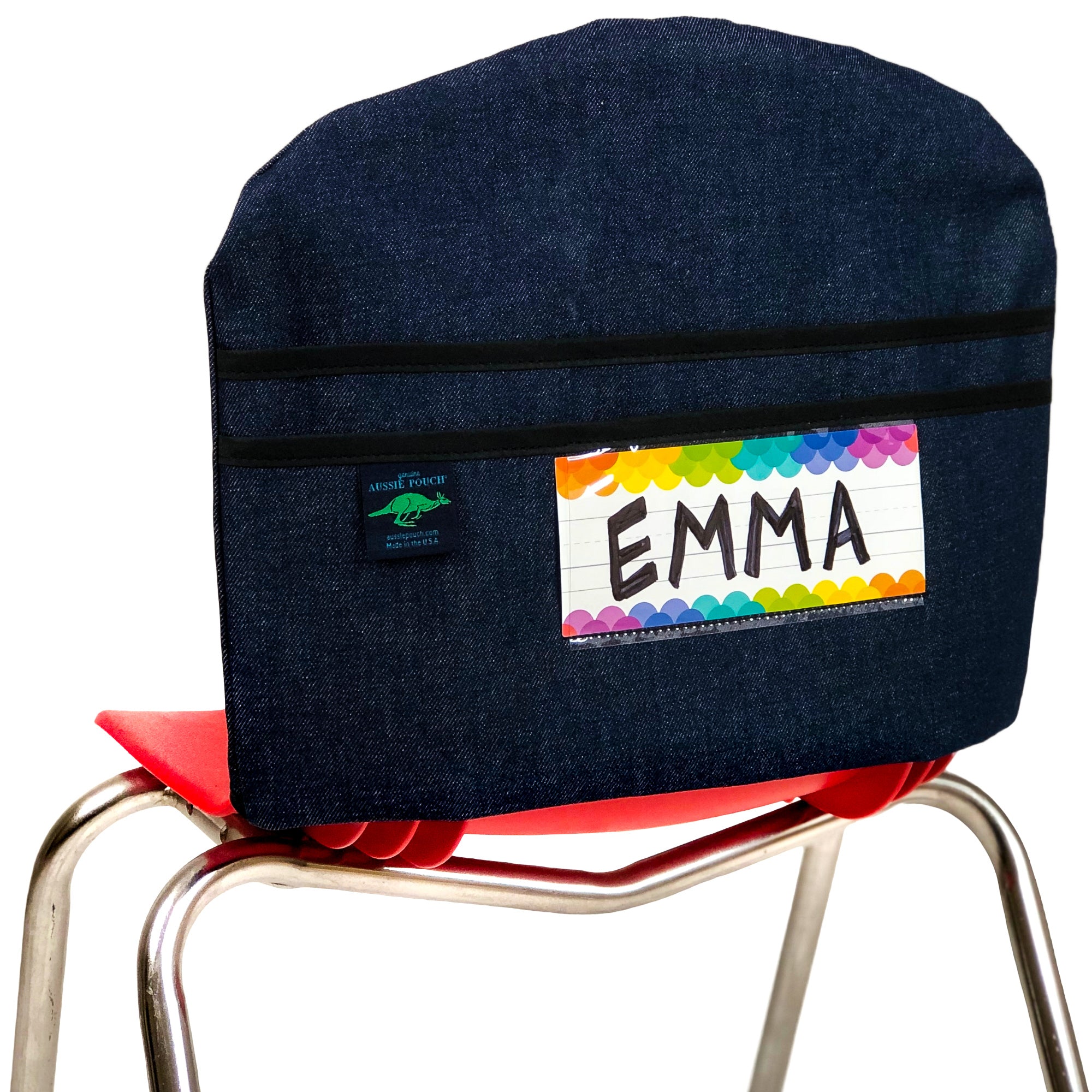 Aussie Pouch Curve Chair Pocket Black Trim with Name Tag Holder