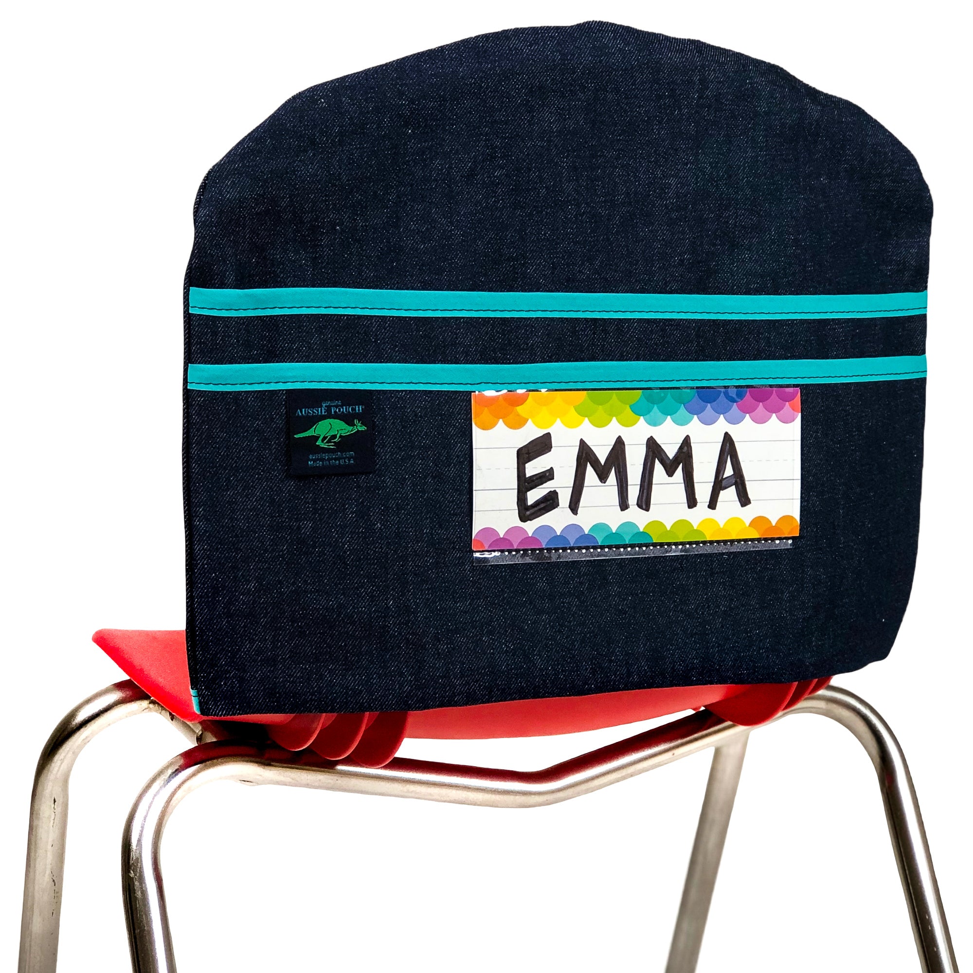 Aussie Pouch Curve Chair Pocket Teal Trim with Name Tag Holder